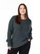 Melert strikkebluse med rund hals, Gr&oslash;nn, Model image number 0