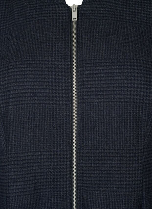 Zizzi Rutete kåpe med ull, Dark Grey Melange, Packshot image number 2