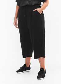 Cropped culotte treningsbukser, Black, Model