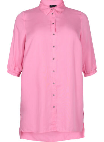 Lang skjorte med 3/4-ermer i lyocell (TENCEL™), Rosebloom, Packshot image number 0