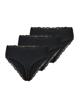 g-streng i bomull, 3 stk., Black, Packshot image number 1