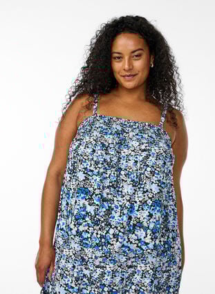 Zizzi Midi slip-kjole i viskose, Svart, Model image number 2