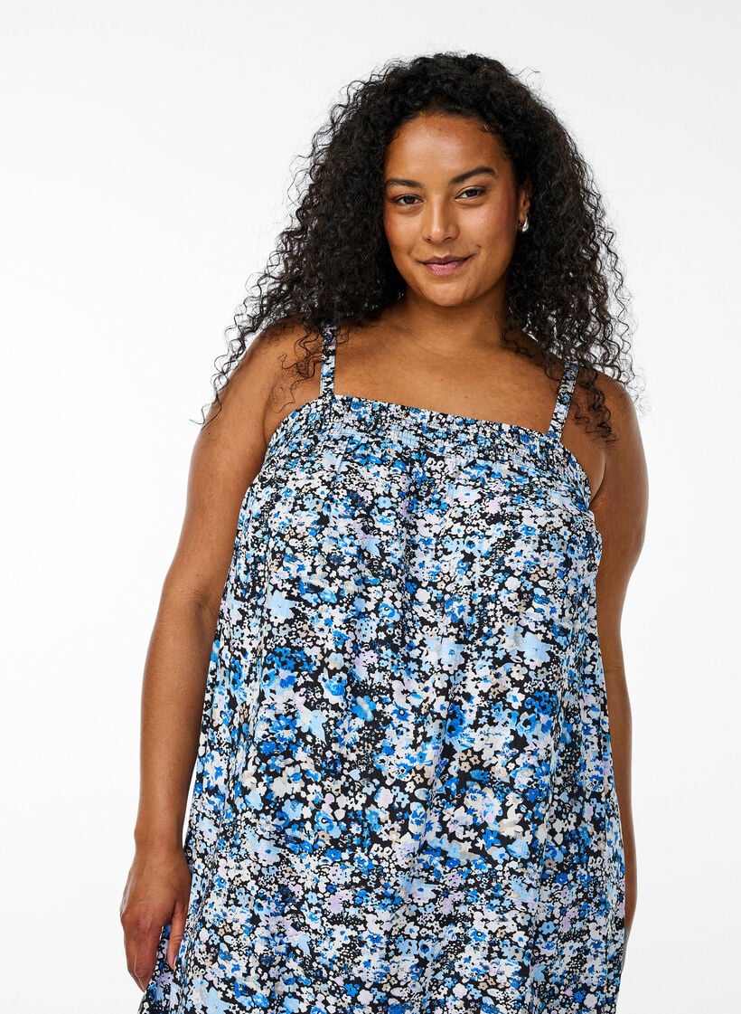 Midi slip-kjole i viskose, Svart, Model image number 2