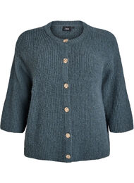 Kort cardigan med 3/4-ermer og gullfargede teksturerte knapper, Urban Chic Mel.