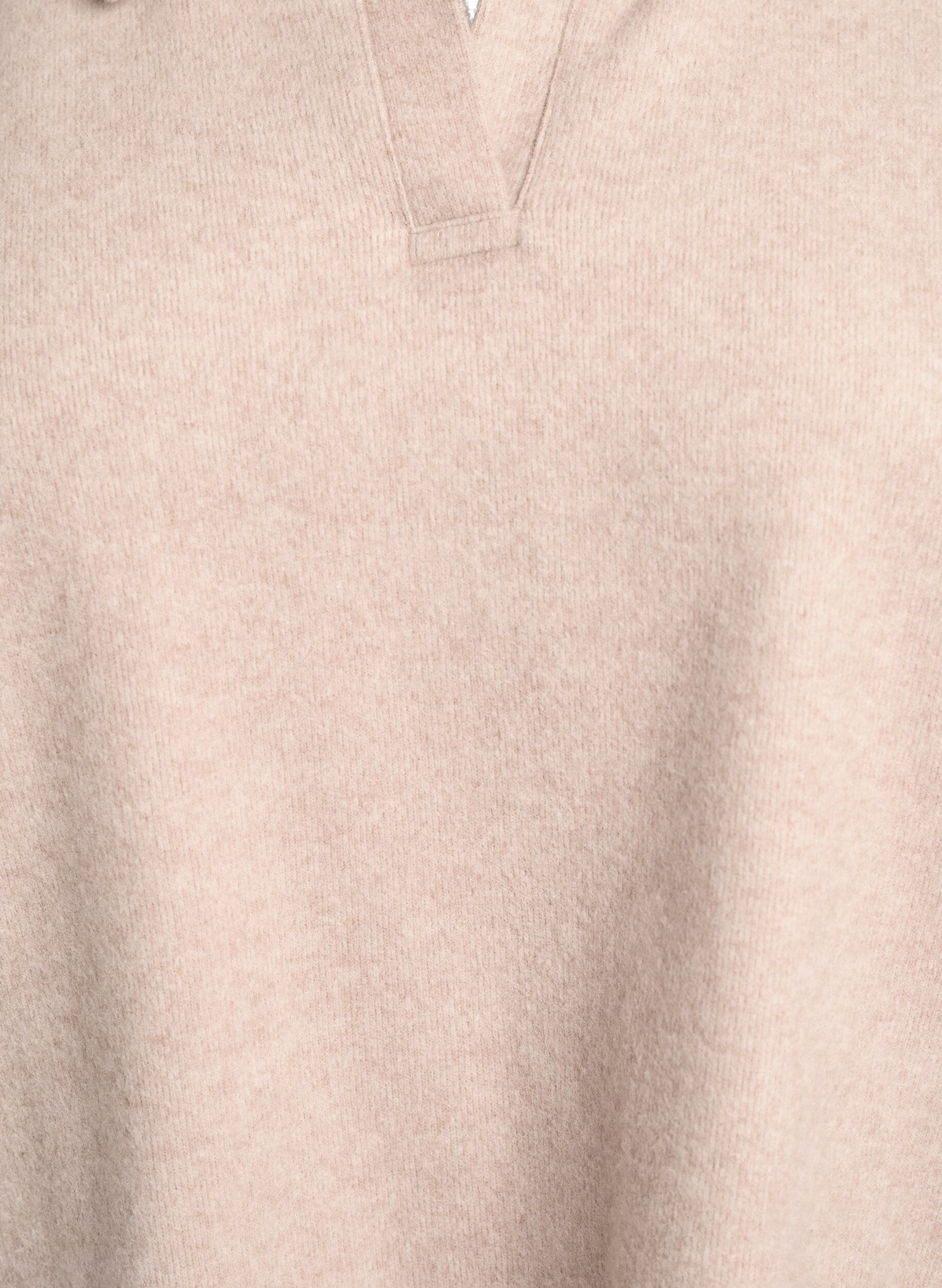 Zizzi Jerseybluse med krage og V-hals, Beige, Packshot image number 2