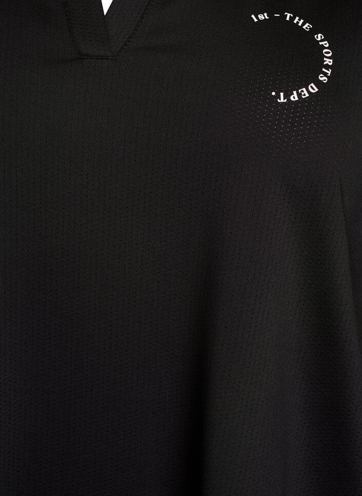 Sporty poloskjorte med stripete detaljer, Svart, Packshot image number 2