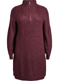 FLASH - Short knit dress with high neck, Winetasting Melange