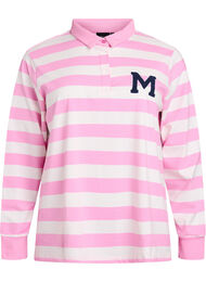 Stripete poloskjorte med frottédetaljer, Bubblegum w. White
