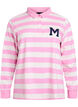 Stripete poloskjorte med frottédetaljer, Bubblegum w. White, Packshot image number 0