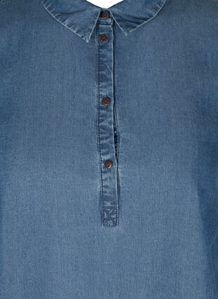 Tunika med krave og 3/4-ermer, Blue denim, Packshot image number 2