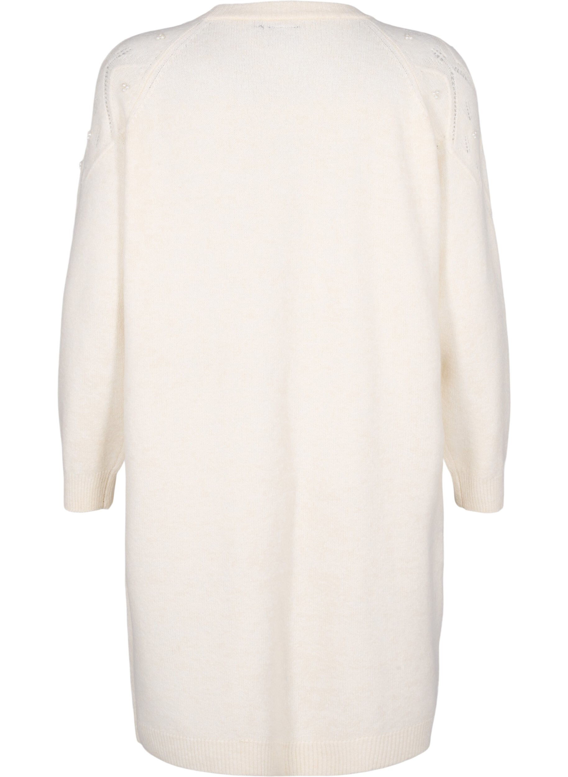 Zizzi Strikket kjole med m&oslash;nster og perler, Birch Mel., Packshot image number 1