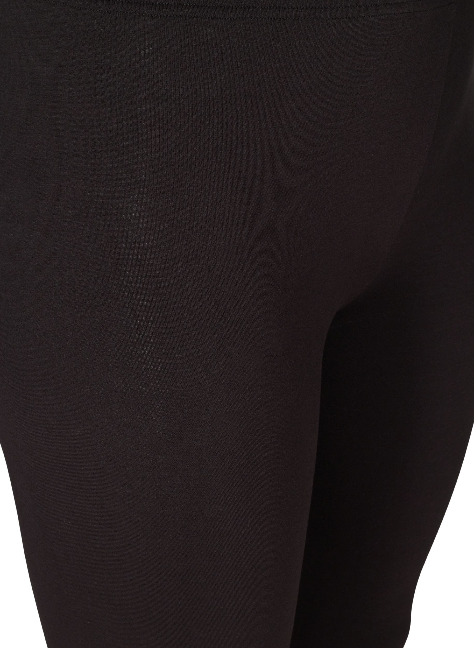 Zizzi Basis 3/4 leggings med rynkedetaljer, Svart, Packshot image number 2