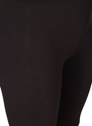 Zizzi Basis 3/4 leggings med rynkedetaljer, Svart, Packshot image number 2