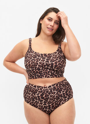 Bikinitruse med mønster og høyt liv, Autentic Leopard, Model image number 0