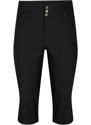 Zizzi Tettsittende capribukser med høyt liv, Black, Packshot image number 0