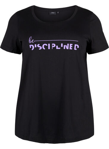 T-skjorte til trening med trykk, Black w. Disciplined, Packshot image number 0