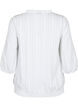 Viskosebluse med 3/4 ermer og smock, Bright White, Packshot image number 1