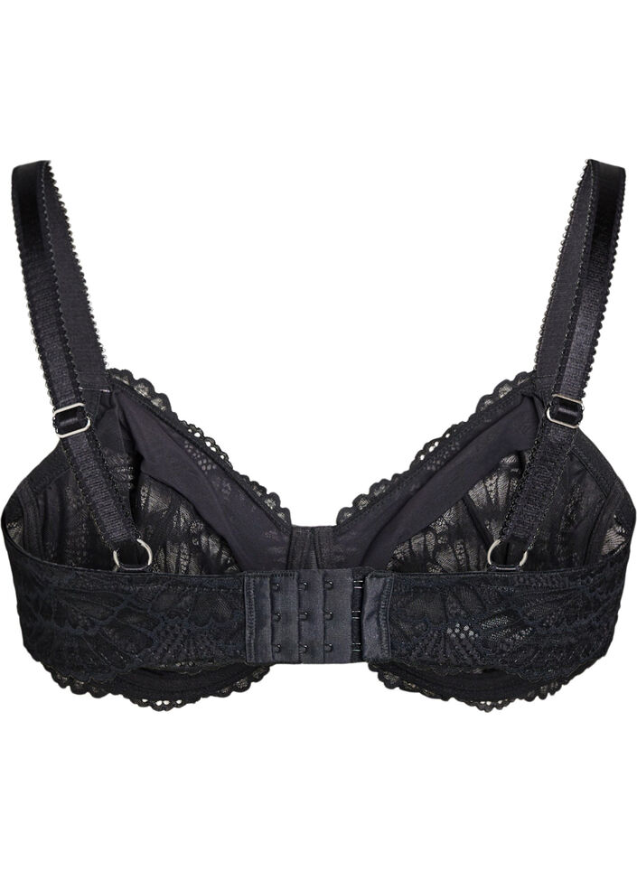 Heldekkende blonder-BH med spiler, Svart, Packshot image number 1