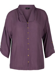 Viskoseskjorte med 3/4-ermer, Vintage Violet