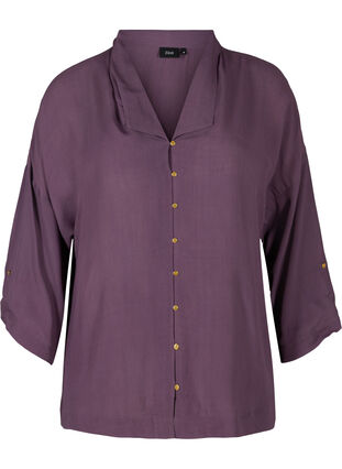 Viskoseskjorte med 3/4-ermer, Vintage Violet, Packshot image number 0