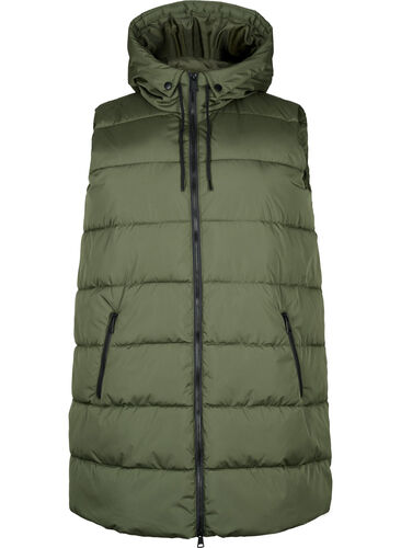 Lang vest med hette og lommer, Forest Night, Packshot image number 0