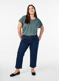 Cropped Vera jeans med straight fit, Blå Cropped Vera jeans med straight fit, Blå, Model