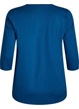 Zizzi Treningsbluse med 3/4-ermer, Blå, Packshot image number 1