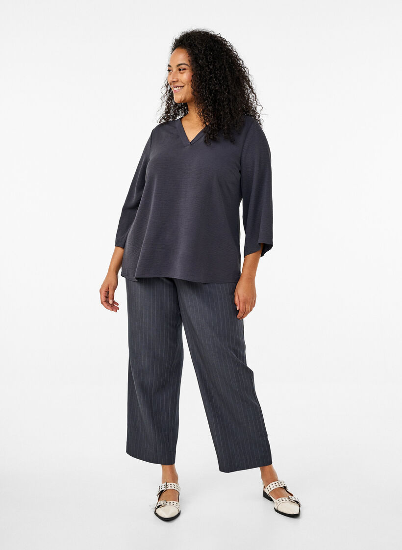 FLASH - Bluse med 3/4 ermer, Grå, Model image number 1