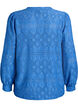 Langermet bluse med hullbroderi, Blå, Packshot image number 1