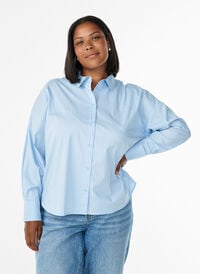 Klassisk bomullsskjorte med en Loose fit, Blå Klassisk bomullsskjorte med en Loose fit, Blå, Model