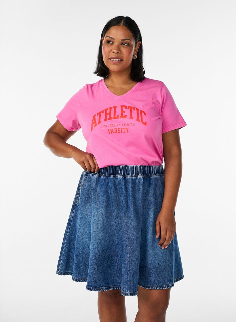 Kort denim skaterskj&oslash;rt, Bl&aring;, Model image number 0