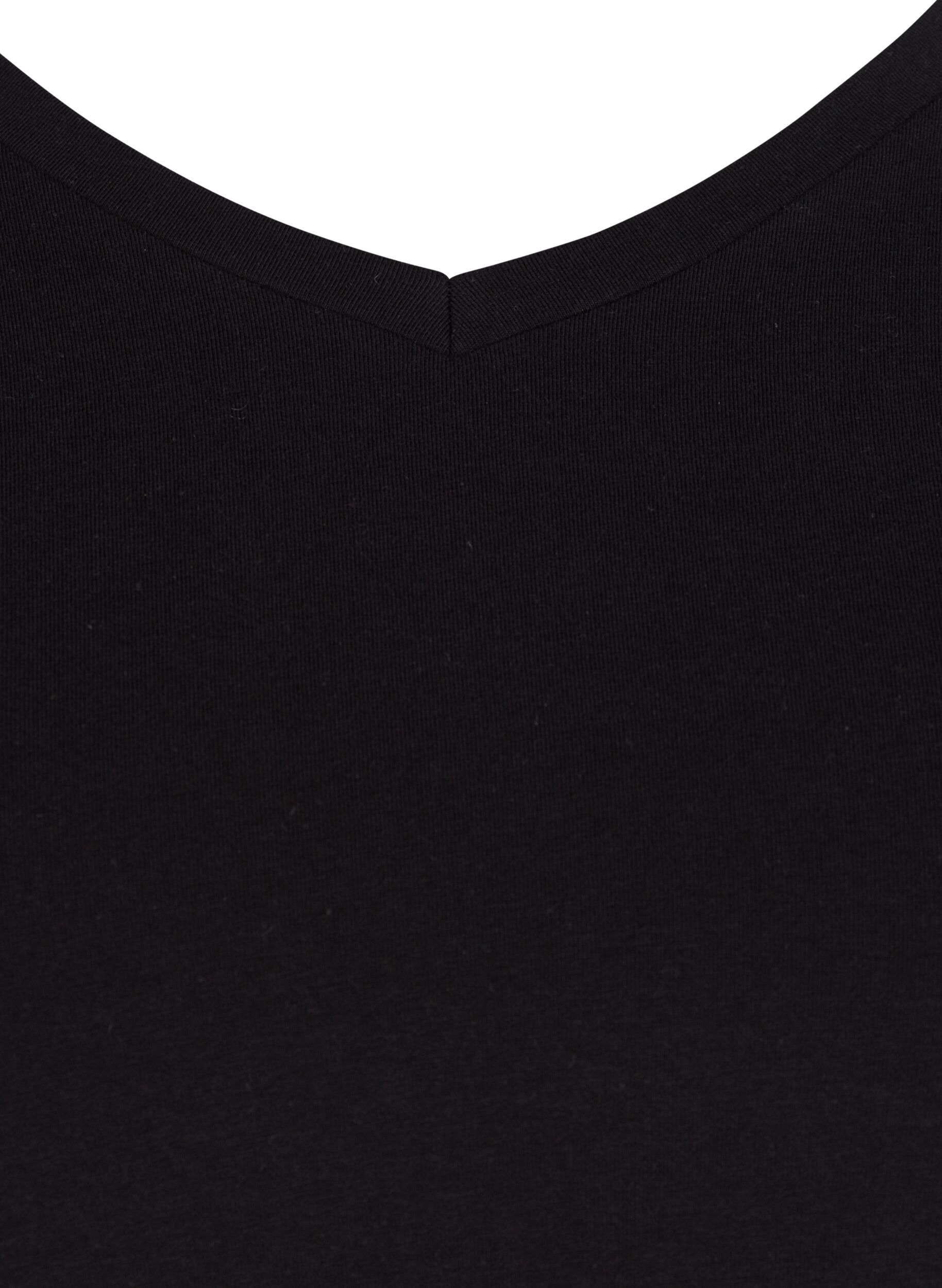 ZizziEnsfarget basis T-skjorte i bomull, Svart, Packshot image number 2