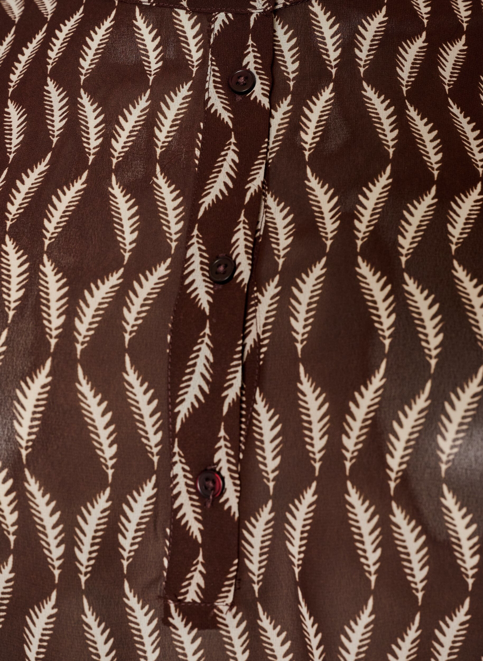 ZizziBluse med heldekkende trykk og kort knappestolpe, Brun, Packshot image number 2