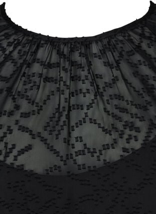 Bluse med 3/4-ermer og struktur, Black, Packshot image number 2