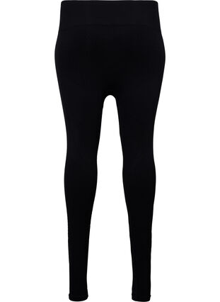 Sømløs treningstights med struktur, Black, Packshot image number 1