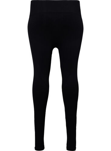 Sømløs treningstights med struktur, Black, Packshot image number 1