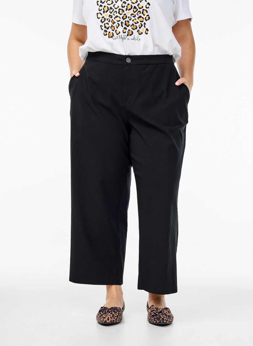 Culotte-bukser i blandet stoff, Black, Model