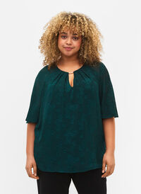 Kortermet bluse med struktur, Ponderosa Pine, Model