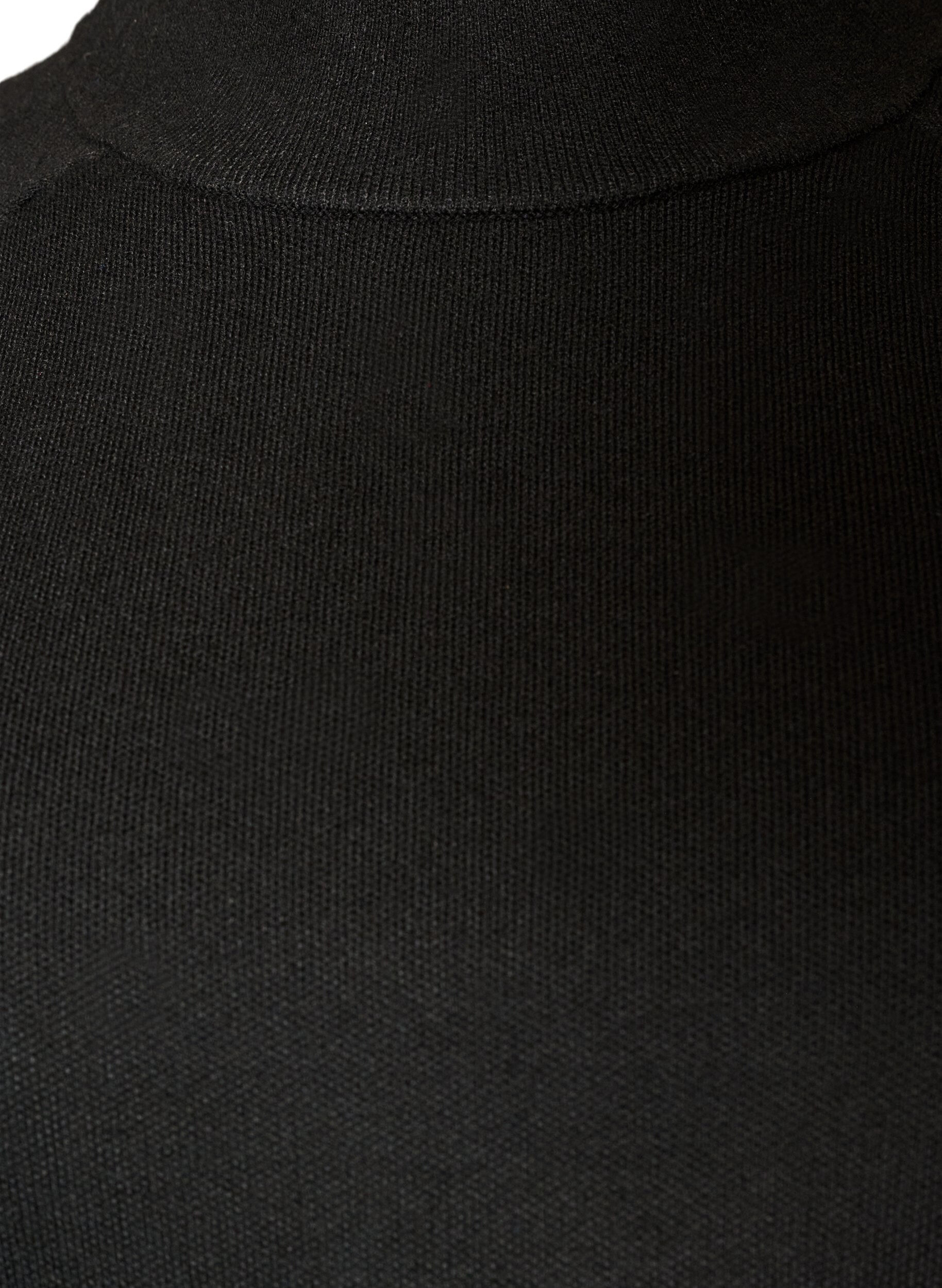 ZizziStrikkebluse i viskoseblanding med rullehals, Svart, Packshot image number 2