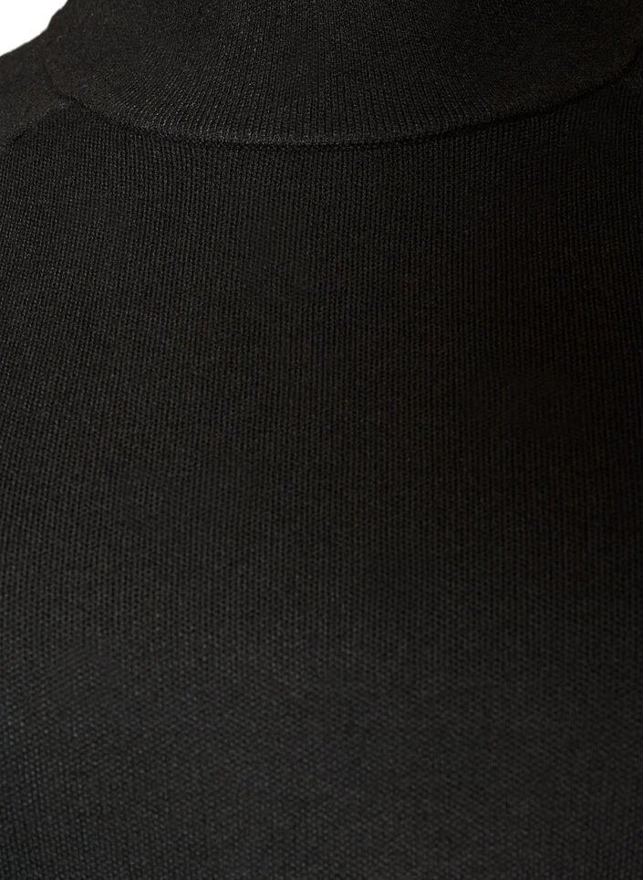 Strikkebluse i viskoseblanding med rullehals, Svart, Packshot image number 2