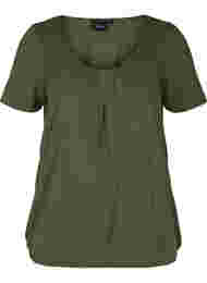 Kortermet T-skjorte med rund hals og blondekant, Ivy Green