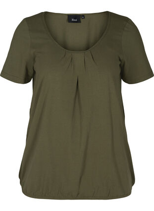 Kortermet T-skjorte med rund hals og blondekant, Ivy Green, Packshot image number 0
