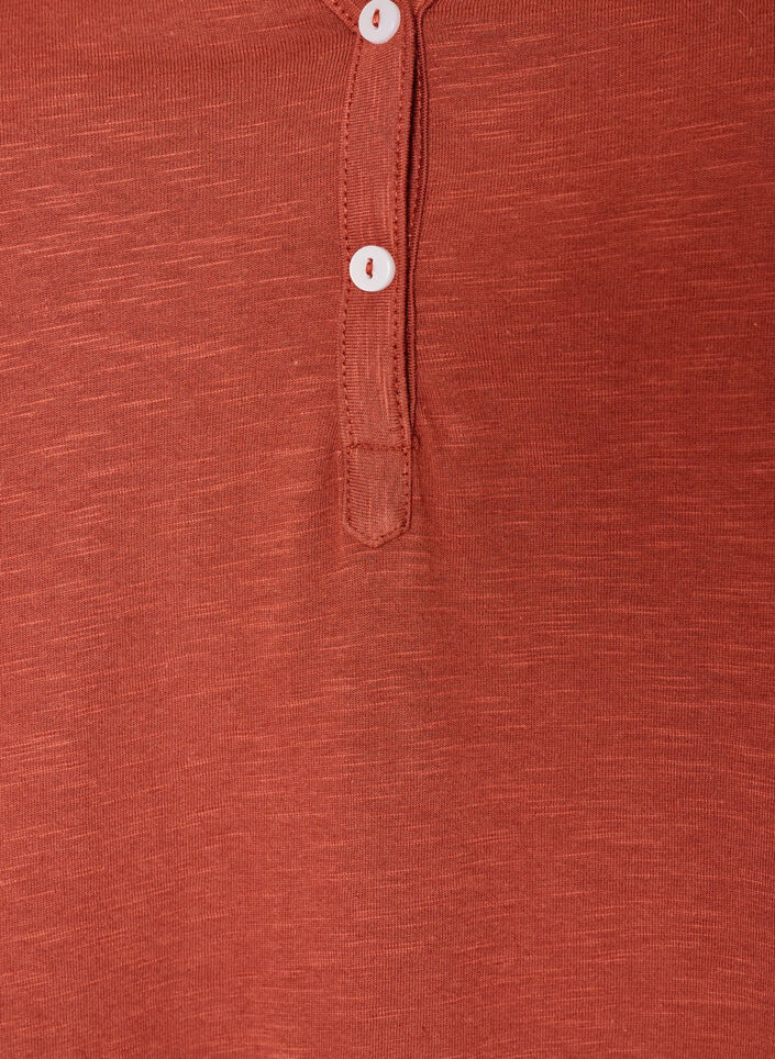 T-skjorte med knappdetalj, Brun, Packshot image number 2