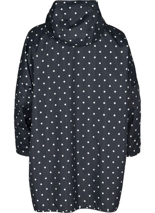 Regnponcho med hette og mønster, Black w/ white dots, Packshot image number 1