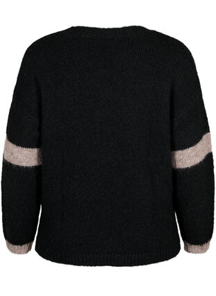 Strikket genser med stripete detaljer, Black Comb, Packshot image number 1