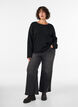 Loose fit genser med rund hals, Svart, Model image number 1