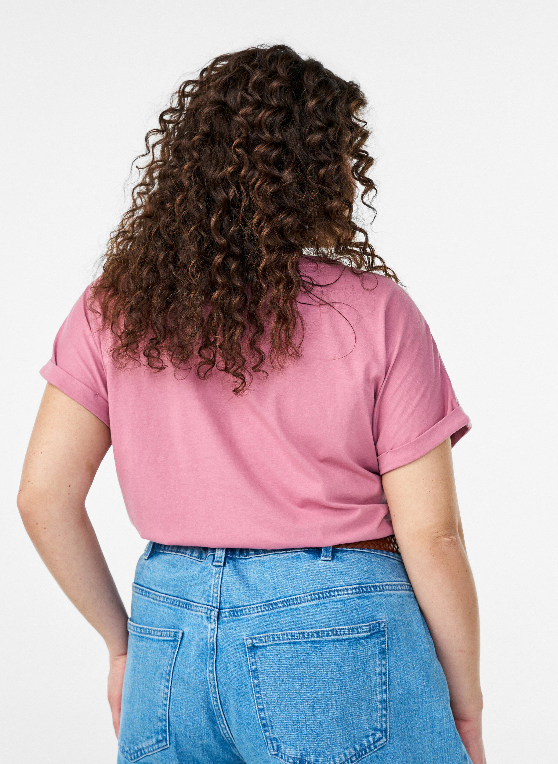 Zizzi Kortermet t-skjorte i en bomullsblanding, Rosa, Model image number 2