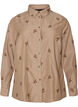 Stripete skjorte med broderte blomster, Brun, Packshot image number 0