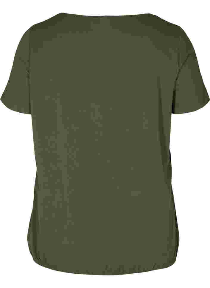 Kortermet T-skjorte med rund hals og blondekant, Ivy Green, Packshot image number 1