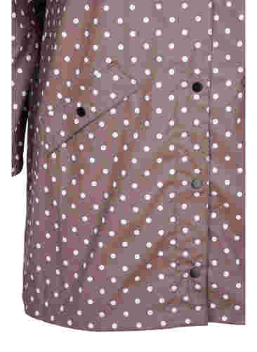 Prikkete regnjakke med hette, Iron W/White dot, Packshot image number 3